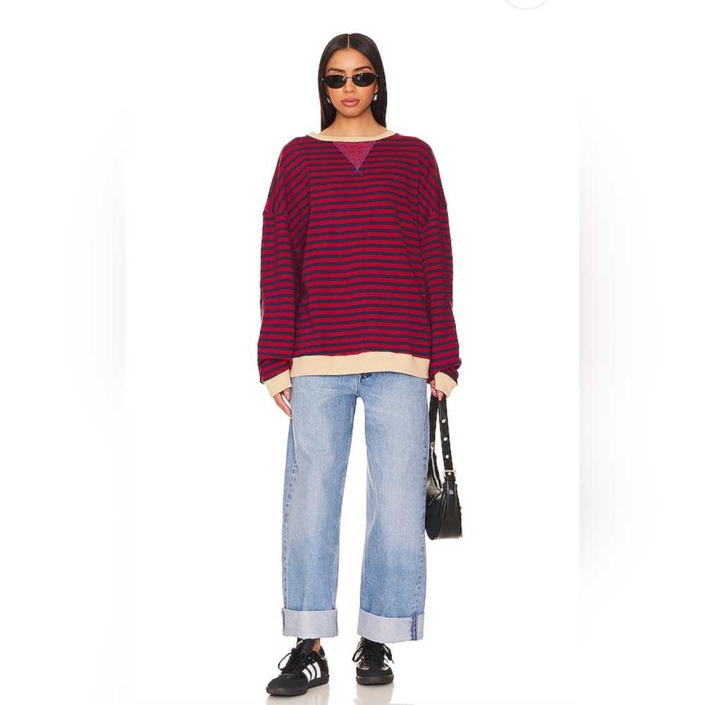 FREE PEOPLE $98 x We The Free Classic Striped Crew in Nautical Combo Sz LG NEW! - Picture 4 of 7
